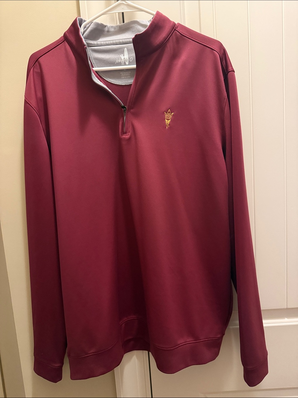 johnnie-O ASU Maroon Quarter-Zip Pullover with Gold Logo